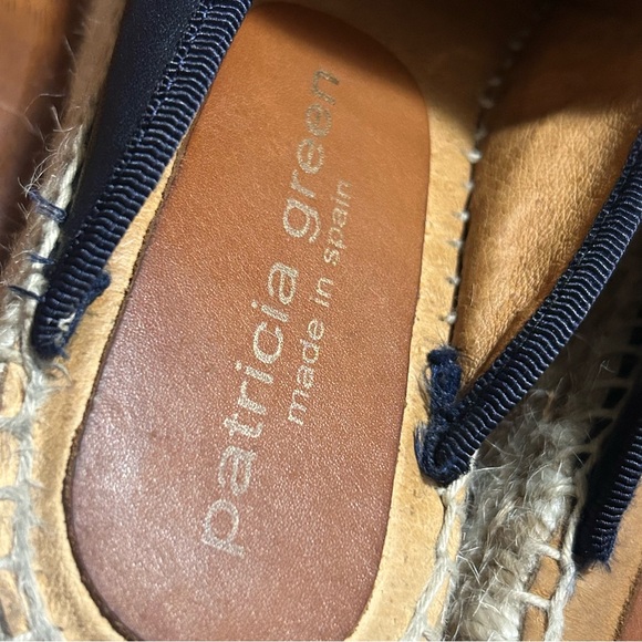 Patricia Green Women's Mule EU 37 US 6.5 Navy Leather Espadrille Loafer Slide - Picture 11 of 15
